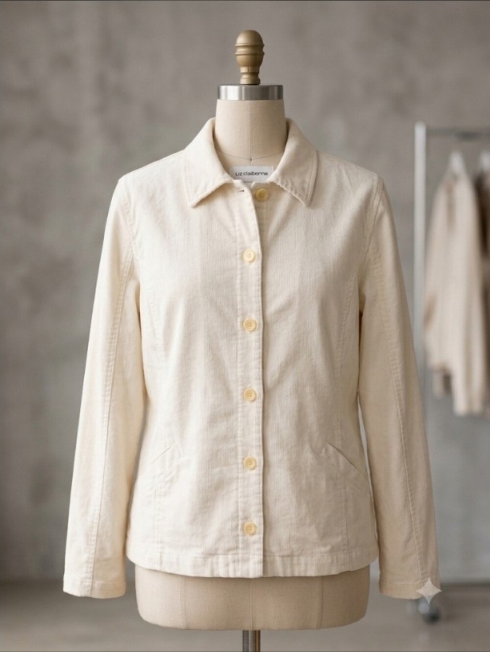 Beautiful Ivory Linen Embroidered Jacket Liz Claiborne - Picture 6 of 10